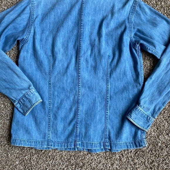 SKYDYED Denim Shirt Womens Medium Blue Jean Snap Button Up Long Sleeve Cowgirl - Picture 7 of 12